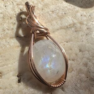 14k Rose Gold Filled Mini Moonstone Necklace Pendant